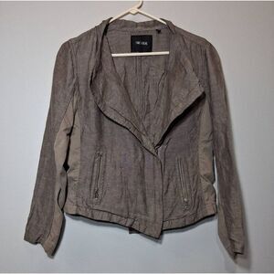 Nic+ Zoe womens medium lightweight linen jacket spring summer mocha brown
